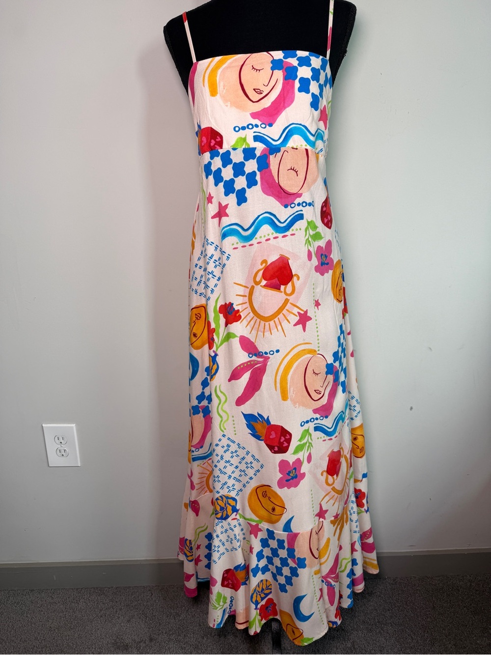 PAPER HEART x Anthropologie | Tarot Love Celestial Print Tie-Back Maxi Dress M